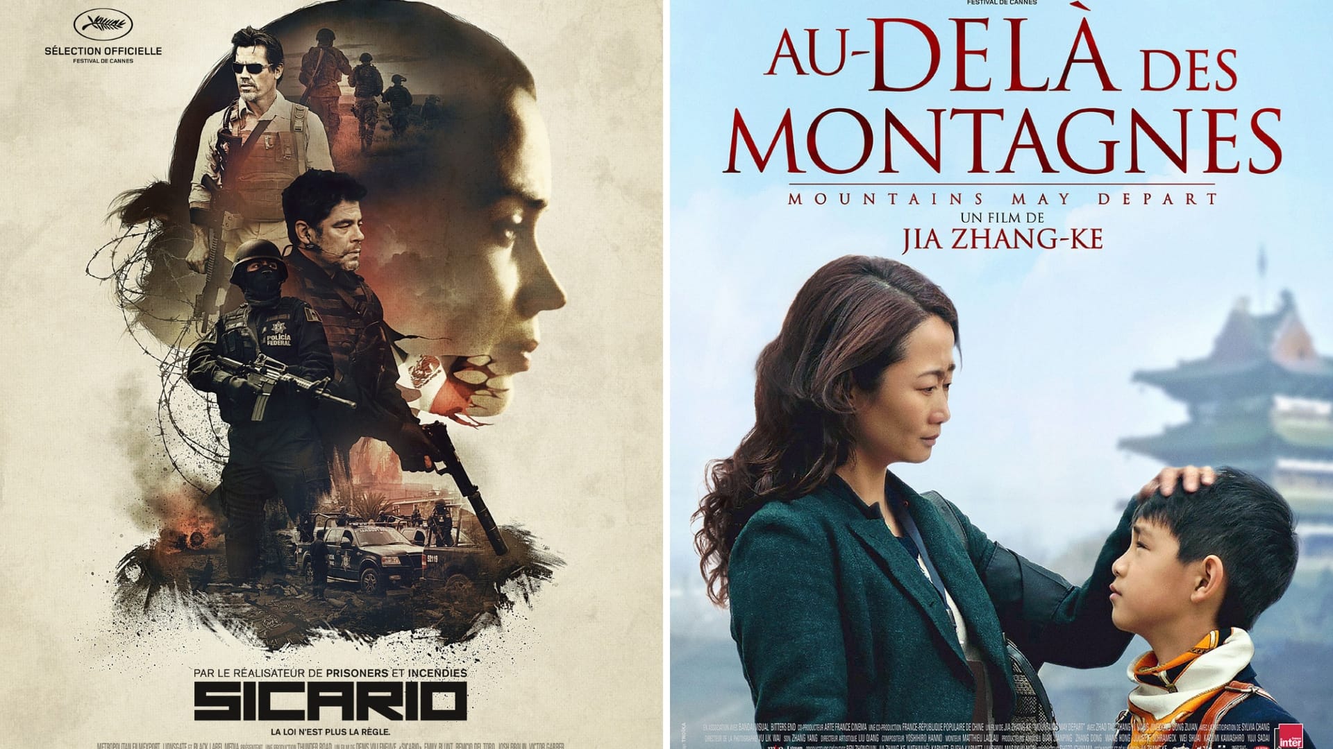 Sicario et Au-delà des montagnes affiches film cinéma