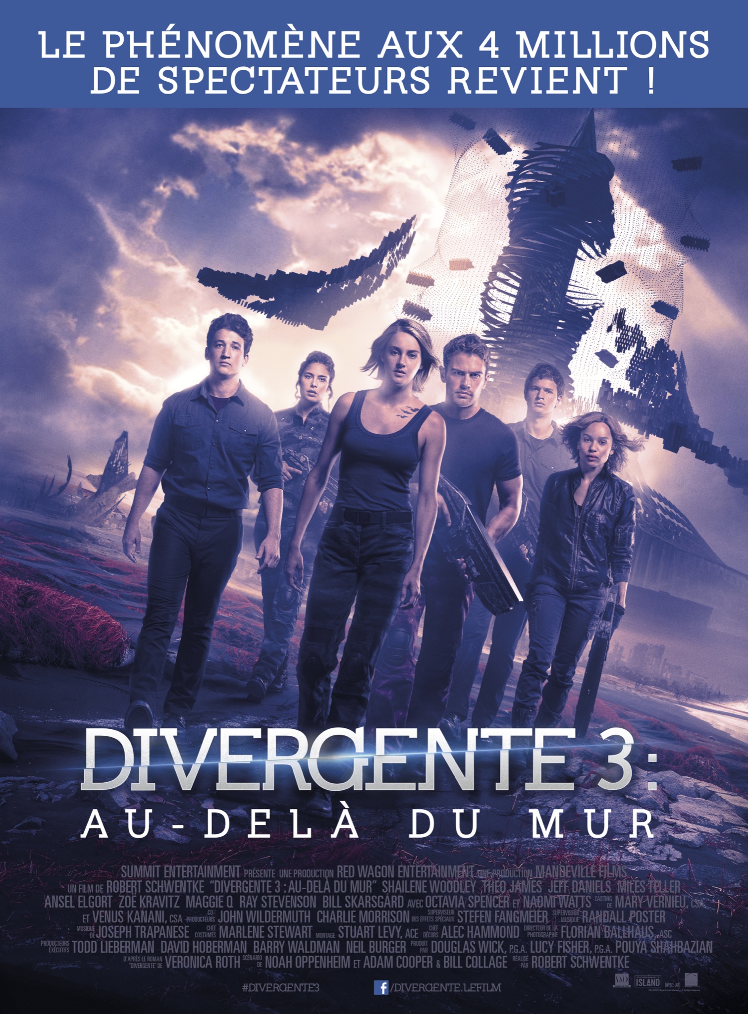 Divergente 3 : Au-delà du mur affiche film cinéma