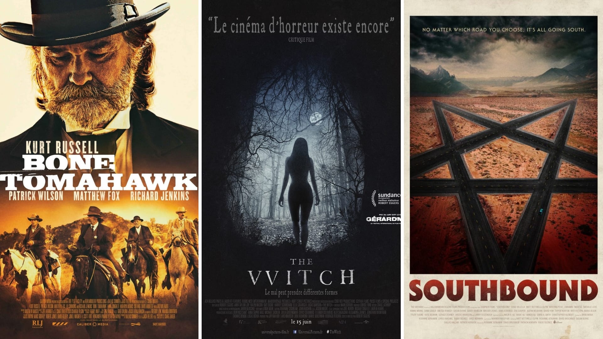 Bone Tomahawk - The Witch - Southbound affiches cinéma films