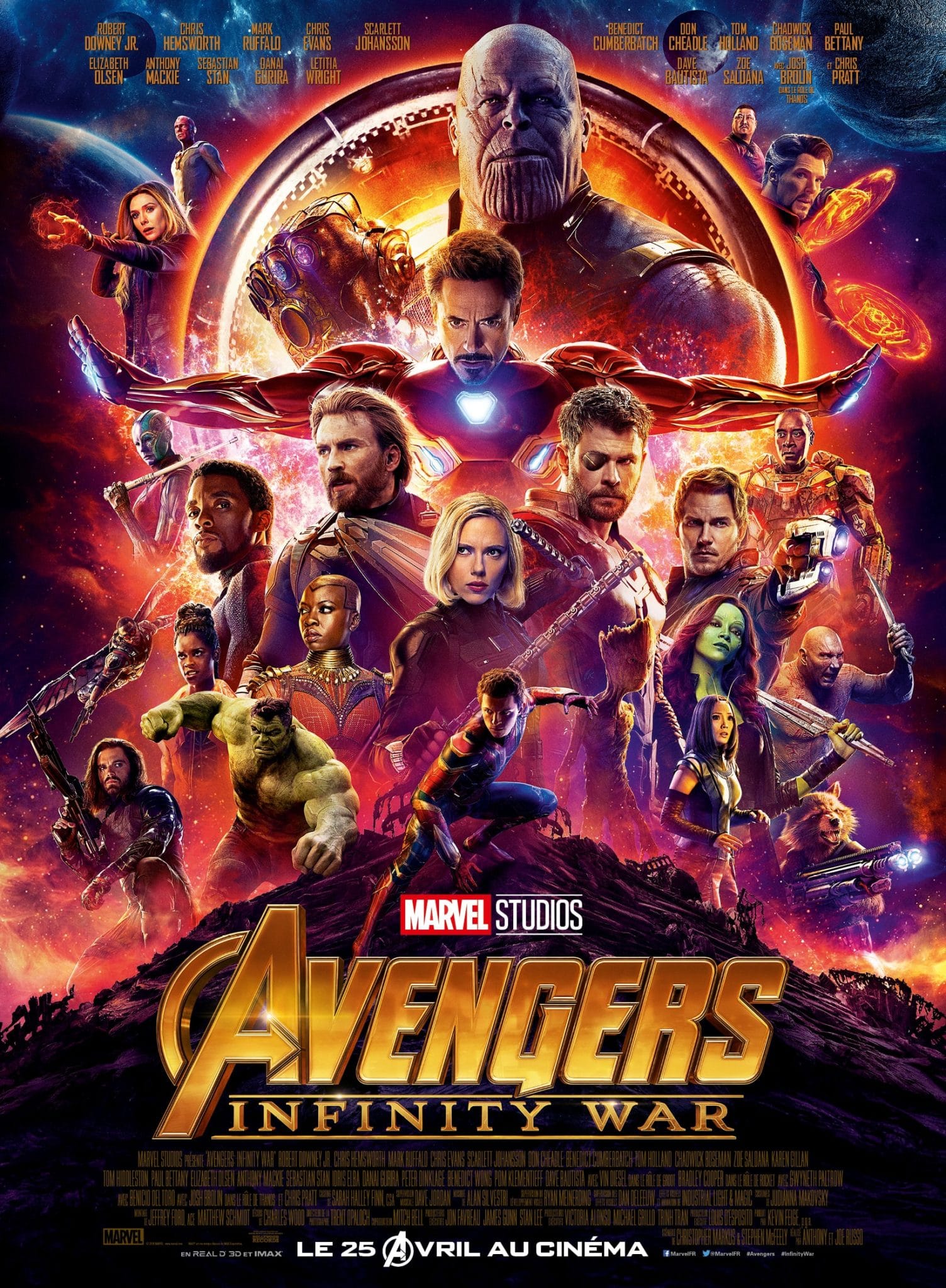 Avengers Infinity War de Joe Russo et Anthony Russo affiche