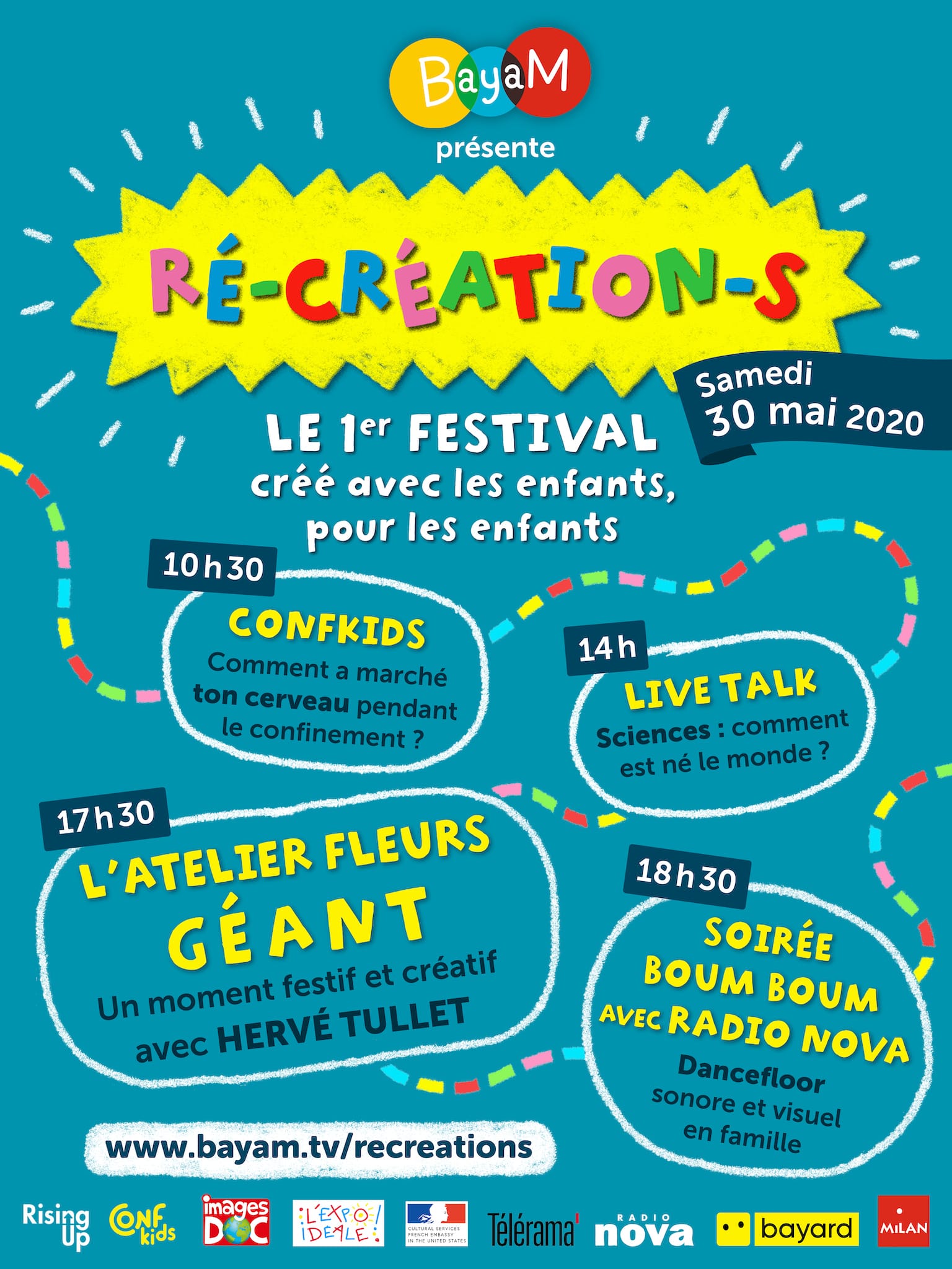 Festival Ré-création-s 2020 affiche festival pour et avec les enfants