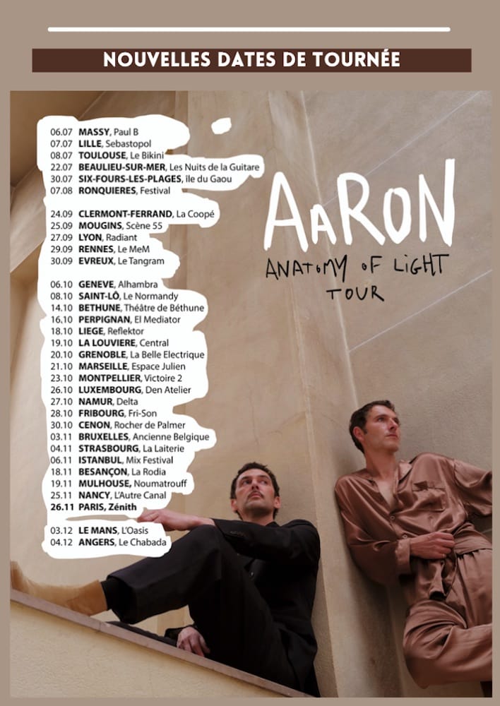 Aaron nouvelles dates de tournée Anatomy of Light en 2020 image