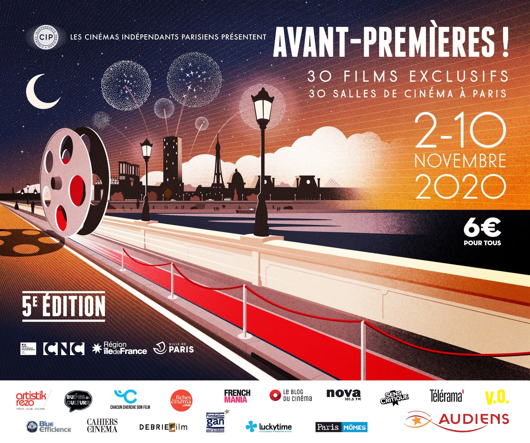 Festival Avant-premières ! 2020 affiche avec partenaires manifestation cinéma