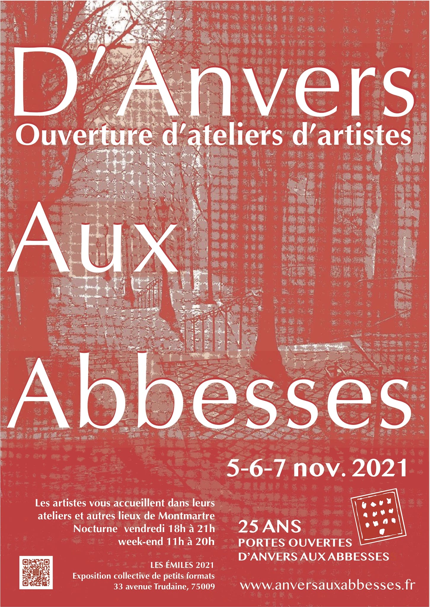 Portes ouvertes d'Anvers aux Abbesses 2021 affiche immersion dans les ateliers d'artistes de la Butte Montmartre