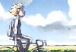Christophe sur son vélo dans la campagne, dans le film d’animation Le Corset de Louis Clichy.